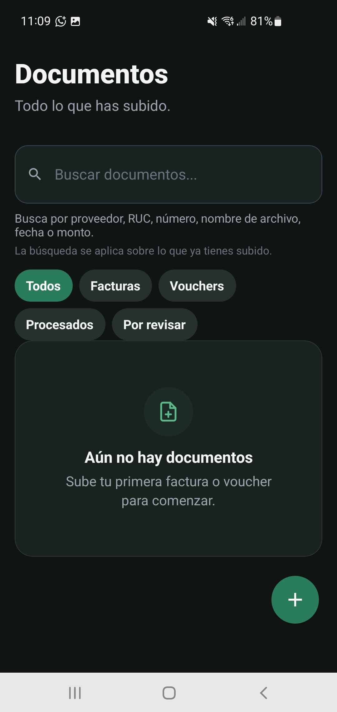 Lista de documentos en PCPA con buscador y filtros